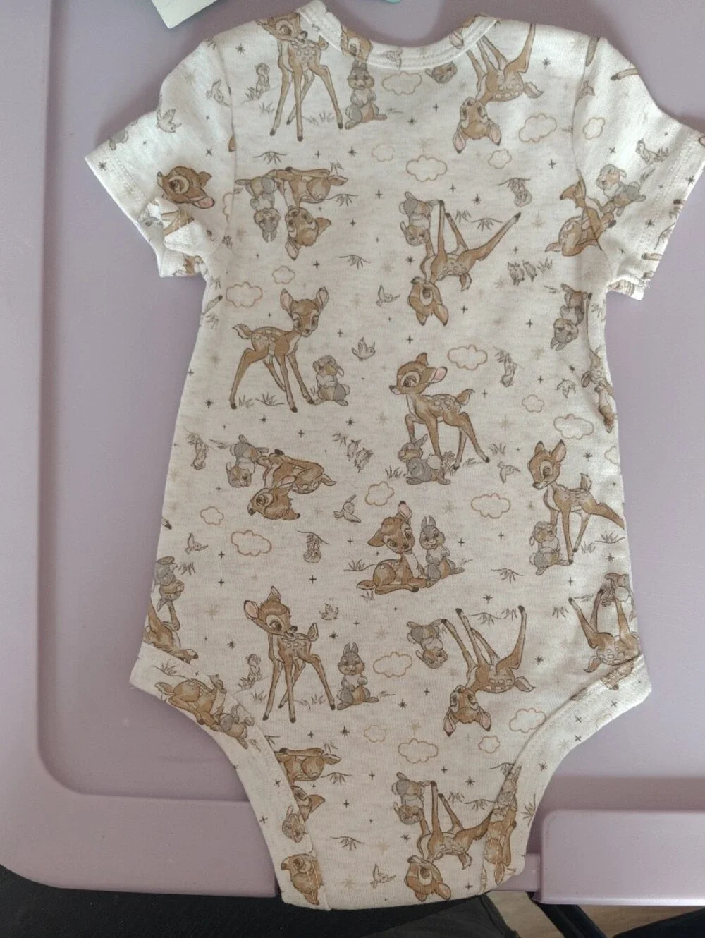 Disney Cream Short-Sleeve Bambi Print Bodysuit